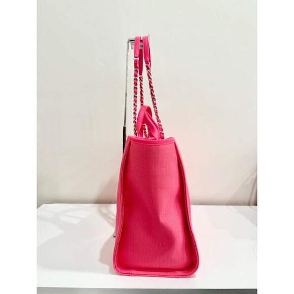 Chanel Deauville Extra Large Neon Pink/Orange  Canvas Tote Shopper Bag - Picture 3 of 16